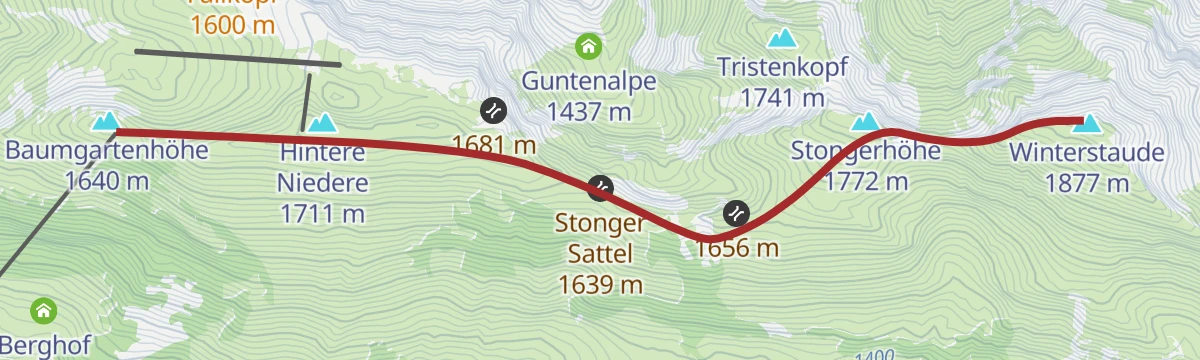 Route map: Baumgarten Bergstation - Winterstaude